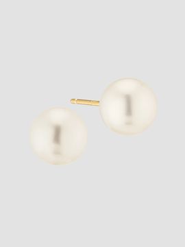 Oradina Women's 14K Yellow Gold Bold Princess Pearl Studs