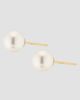 Oradina Women's 14K Yellow Gold Bold Princess Pearl Studs - 4