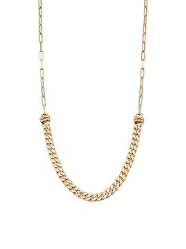Oradina Women's 14K Yellow Gold Carmine Curb Center Cut Necklace