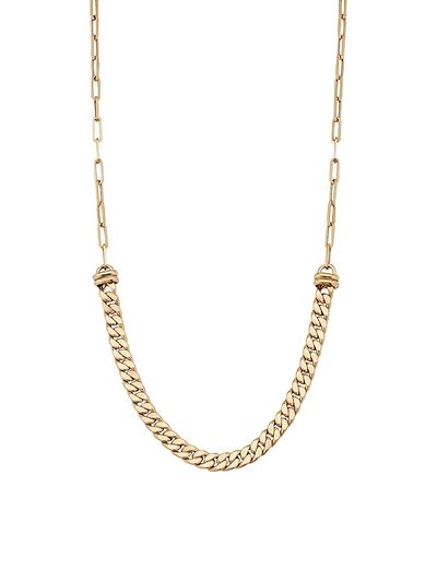 Oradina Women's 14K Yellow Gold Carmine Curb Center Cut Necklace
