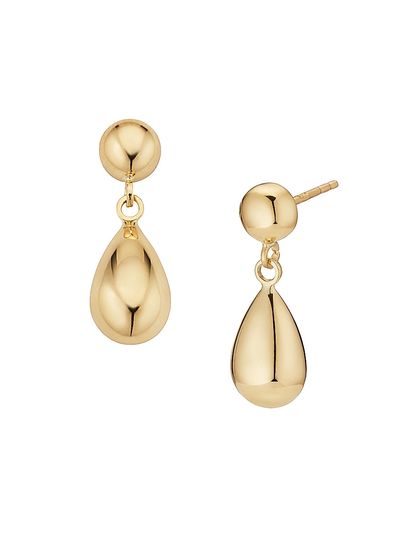 Oradina Women's 14K Yellow Gold Dripping Gold Drop Earrings