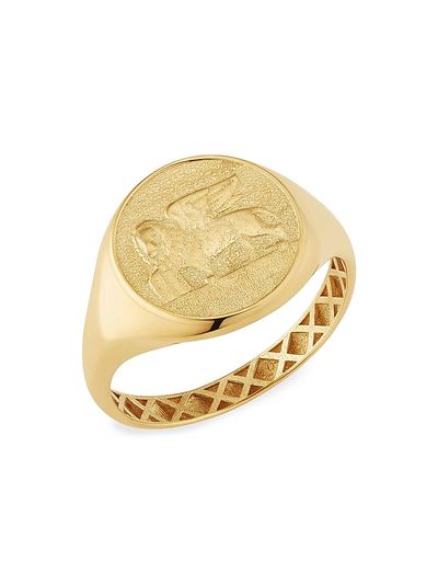 Oradina Women's 14K Yellow Gold Flying Lion Signet Ring