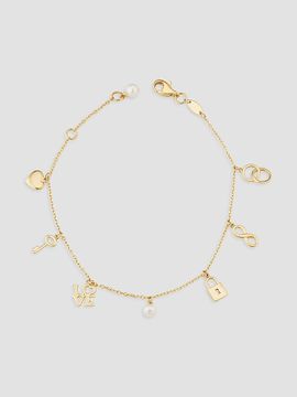 Oradina Women's 14K Yellow Gold Forever Yours Charm Bracelet