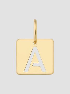 Oradina Women's 14K Yellow Gold Initial Tile Pendant Charm