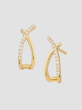 Oradina Women's 14K Yellow Gold Kisses Diamond Drop Earrings