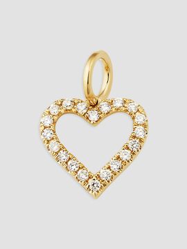 Oradina Women's 14K Yellow Gold Open Heart Diamond Pendant Charm