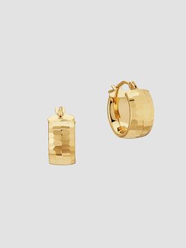 Oradina Women's 14K Yellow Gold Reflections Bold Midi Hoops