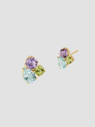 Oradina Women's 14K Yellow Gold Regal Cluster Studs