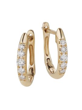 Oradina Women's 14K Yellow Gold Regal Diamond Huggies