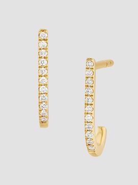 Oradina Women's 14K Yellow Gold Regal Diamond J Earrings