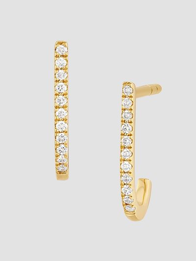 Oradina Women's 14K Yellow Gold Regal Diamond J Earrings