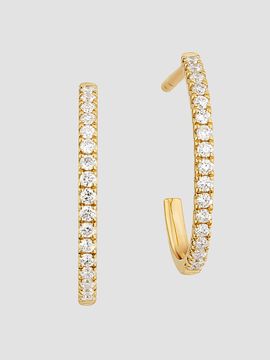 Oradina Women's 14K Yellow Gold Regal Diamond Open Hoops