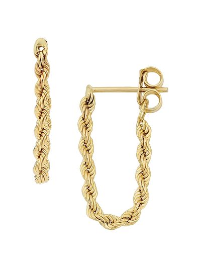 Oradina Women's 14K Yellow Gold Roman Rope Drop Earrings