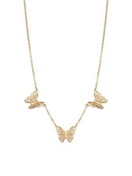 Oradina Women's 14K Yellow Gold Social Butterfly Necklace