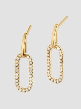 Oradina Women's 14K Yellow Gold Venice Link Diamond Drop Earrings