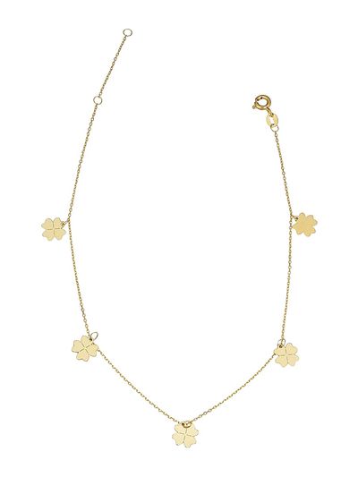 Oradina Women's 14K Yellow Solid Gold Lucky You Anklet