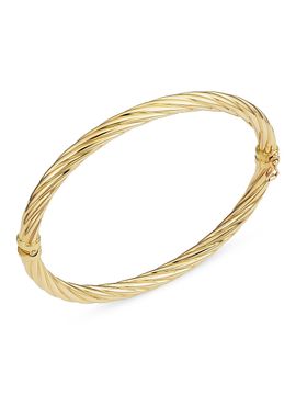Oradina Women's 14K Yellow Solid Gold With A Twist Bangle