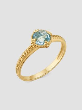Oradina Women's Blue Topaz Antica Ring in 14K Yellow Gold