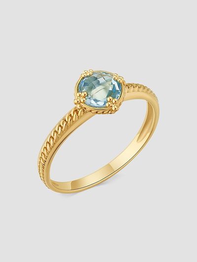 Oradina Women's Blue Topaz Antica Ring in 14K Yellow Gold