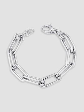 Oradina Women's Double it Paperclip Bracelet in Sterling Silver