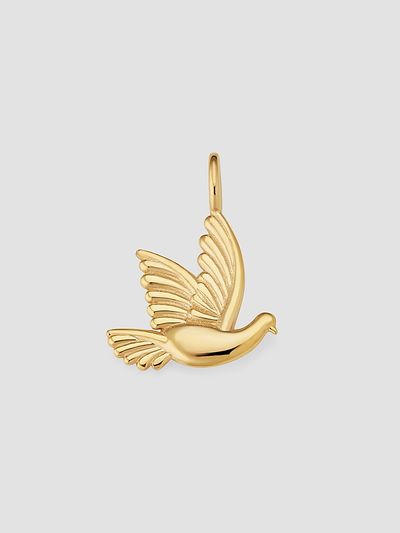 Oradina Women's Freedom Dove Pendant Charm in 14K Yellow Gold