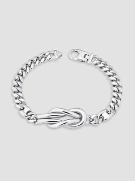 Oradina Women's Infinity Knot Curb Bracelet in Sterling Silver