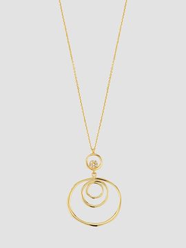 Oradina Women's Inner Circle Drop Necklace in 14K Yellow Gold