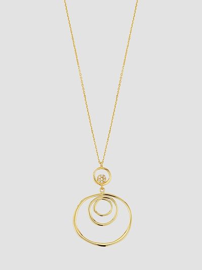 Oradina Women's Inner Circle Drop Necklace in 14K Yellow Gold
