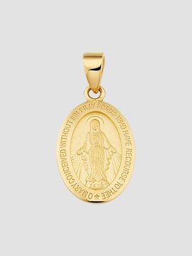 Oradina Women's Miraculous Medal Pendant Charm in 14K Yellow Gold