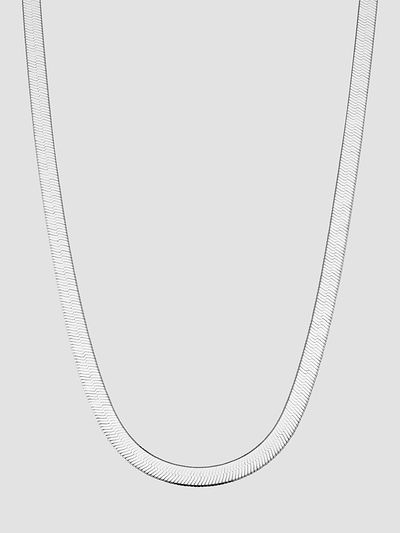 Oradina Women's Mirage Herringbone Choker Necklace in Sterling Silver
