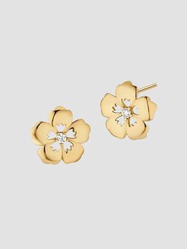 Oradina Women's Sakura Studs in 14K Yellow Gold