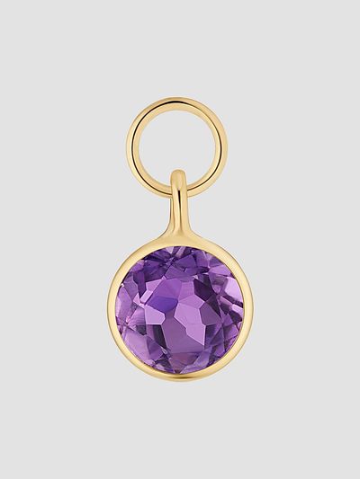 Oradina Women's Vivid Single Hoop Charm in 14K Yellow Gold