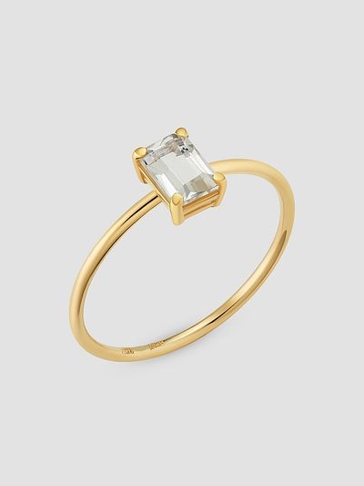Oradina Women's White Topaz Vivid Ring in 14K Yellow Gold