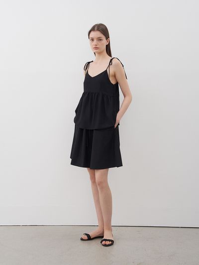 ORE Tie Ribbon Sleeveless Blouse _Black