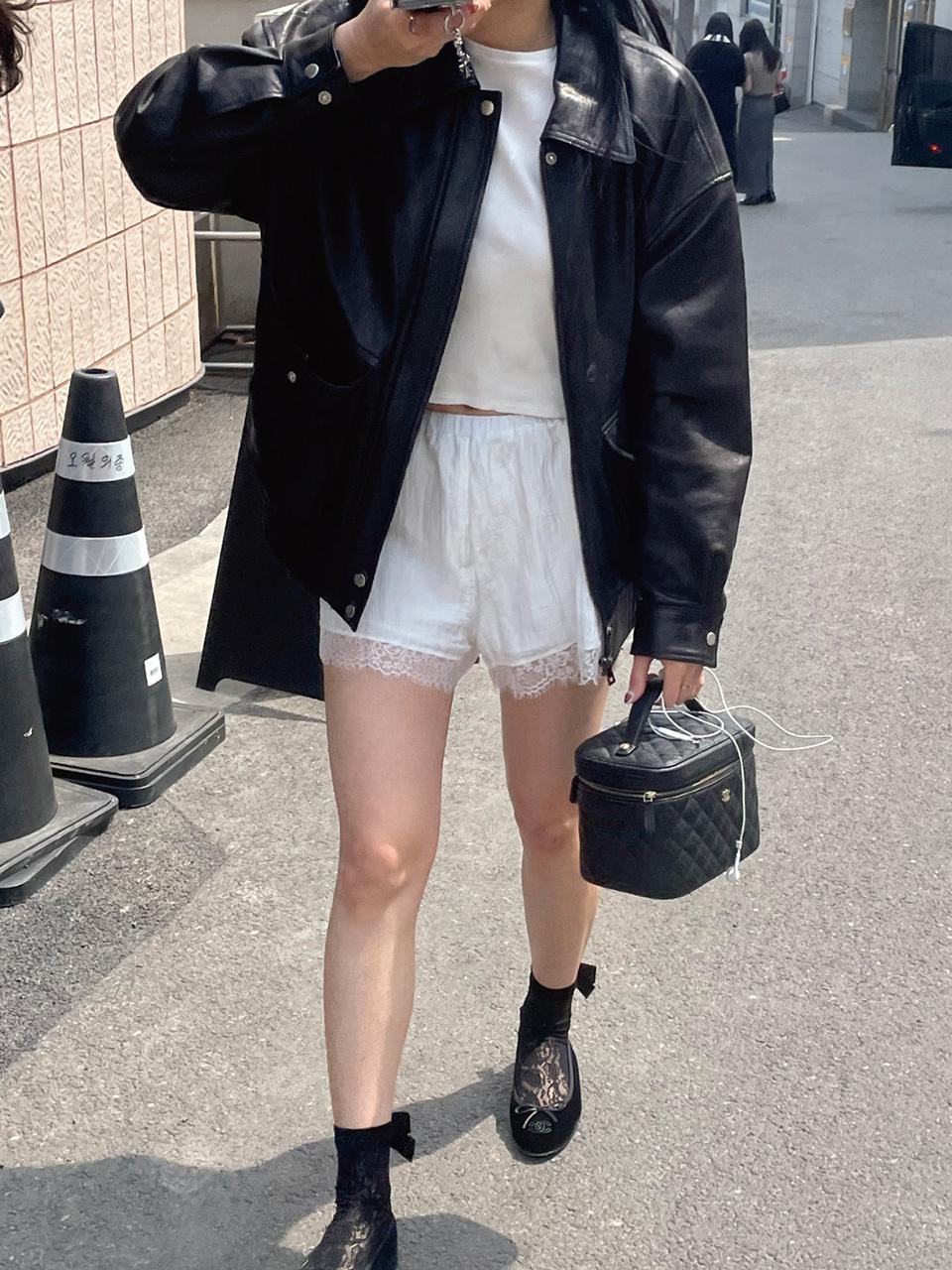 ORE Wrinkle Lace Shorts_White