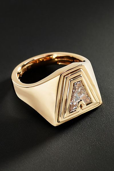 Orianne Fine Double Bezel Initial Lab Diamond Pinky Ring