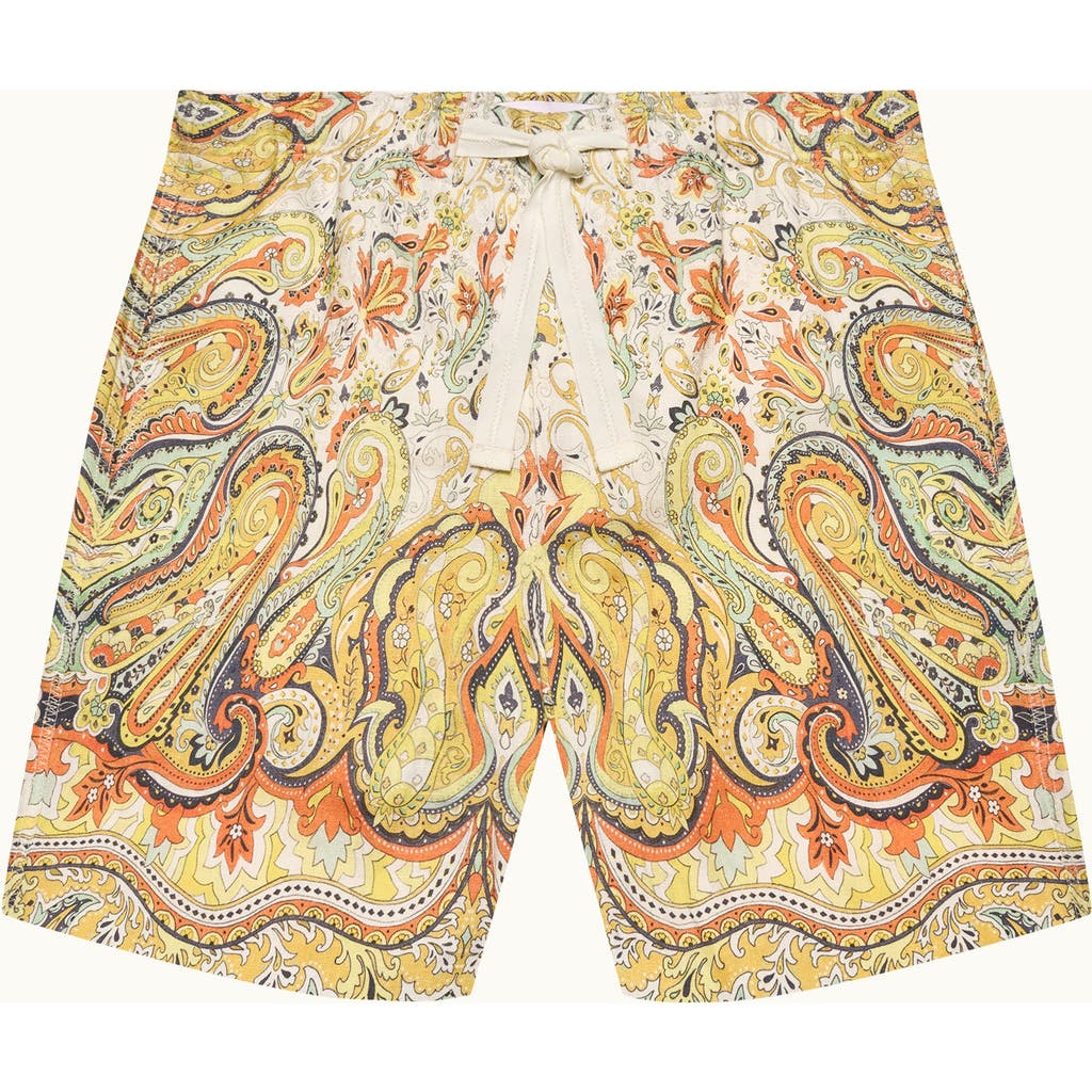 Orlebar Brown Orlebar Brown Alex Linen Relaxed Fit Linen Shorts with Fairground Print
