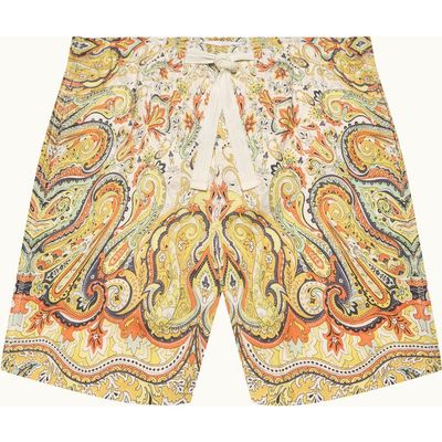Orlebar Brown Orlebar Brown Alex Linen Relaxed Fit Linen Shorts with Fairground Print