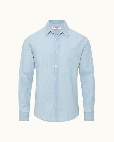Orlebar Brown Orlebar Brown Giles Chambray Tailored Fit Chambray Shirt