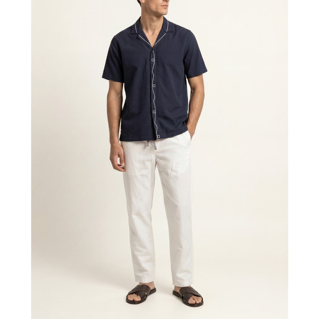 Orlebar Brown Orlebar Brown Maitan Embroidery Relaxed Fit Embroidered Seersucker Shirt