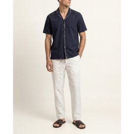 Orlebar Brown Orlebar Brown Maitan Embroidery Relaxed Fit Embroidered Seersucker Shirt
