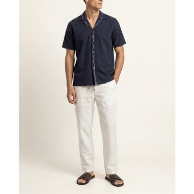 Orlebar Brown Orlebar Brown Maitan Embroidery Relaxed Fit Embroidered Seersucker Shirt