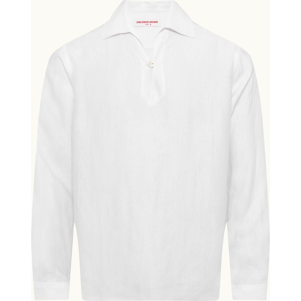 Orlebar Brown Orlebar Brown Vincent Linen Relaxed Fit Linen Long Sleeve Overhead Shirt