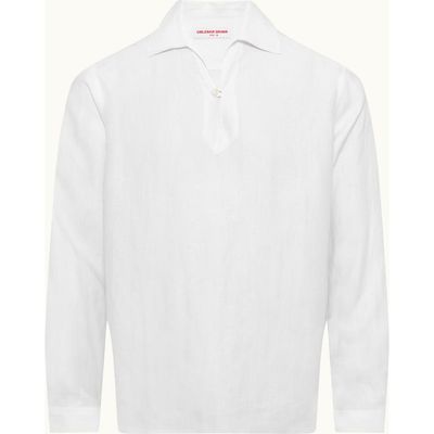 Orlebar Brown Orlebar Brown Vincent Linen Relaxed Fit Linen Long Sleeve Overhead Shirt