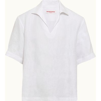 Orlebar Brown Orlebar Brown Vincent Linen Relaxed Fit Overhead Linen Shirt