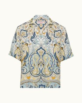 Orlebar Brown Orlebar Brown Vincent Linen Relaxed Fit Overhead Linen Shirt with Fairground Print