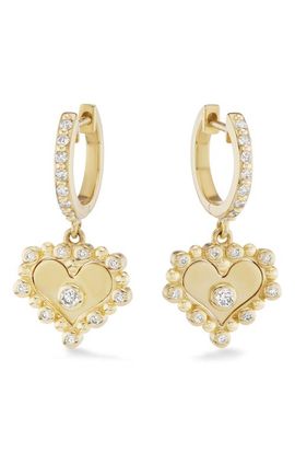 Orly Marcel Orly Marcel Diamond Heart Huggie Hoop Earrings