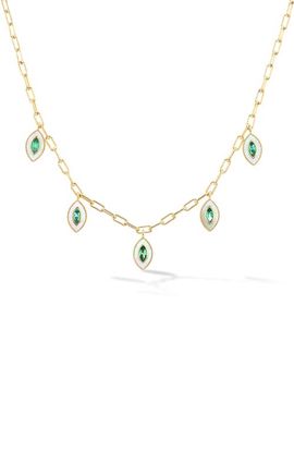 Orly Marcel Orly Marcel Marquise Eyes Emerald & Mother-of-Pearl Frontal Necklace