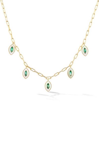 Orly Marcel Orly Marcel Marquise Eyes Emerald & Mother-of-Pearl Frontal Necklace