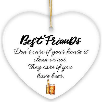OrnamentallyYou OrnamentallyYou Best Friends Beer Lovers Heart Ornament - Version 1